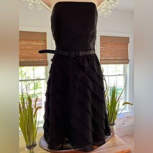 White House/Black Market Black Strapless with Ruffle Detail.